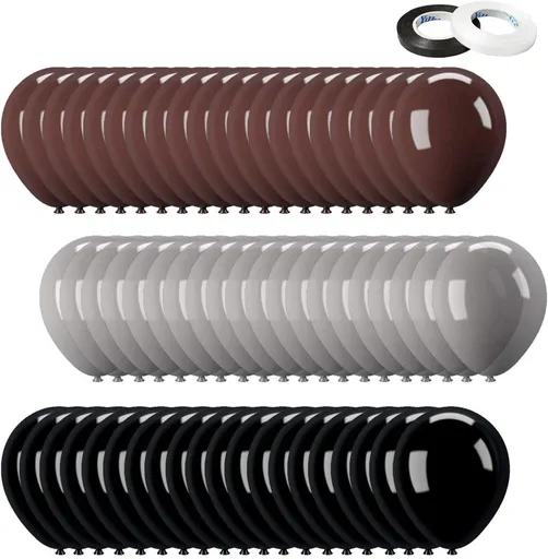 60 Pack The Office Balloons Birthday Decoration Brown & Black Silver Party Merchandise by Dwight K. Schrute Theme birthday Decorations (12 Inch)