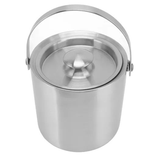 Stainless Steel Ice Bucket Double Layer Wine Champagne Beer Barrel with Handle for Bar Party 3L 19x17.2cm/7.5x6.8in