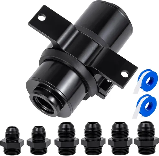 Inline Fuel Filter 10 Micron with 6AN 8AN 10AN Adapter,50MM Universal Bracket Clamp,10 Micron Inline Fuel Filter（Black）