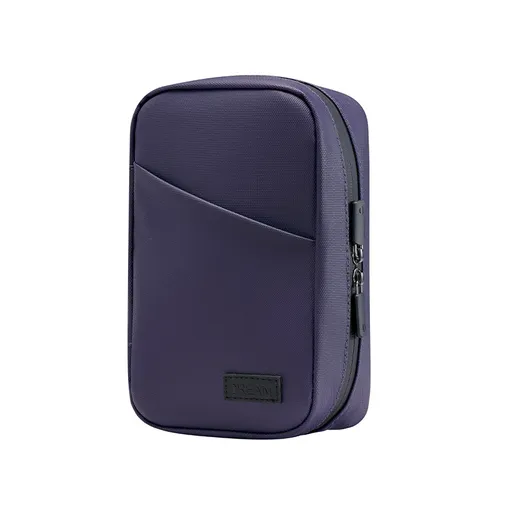 Multi-Functional Travel Cable Organizer Waterproof PU Leather 21 x 13 x 6.5 cm Dark Purple