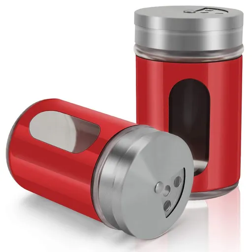 2PCS，Spice bottle glass jar used for spice organizers, stainless steel kitchen supplies, barbecue seasoning, pepper mixer