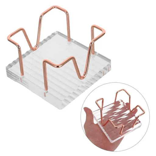Acrylic Notepad Holder with Rose Metal Wire Stand for Desktop Note Organization and Storage
