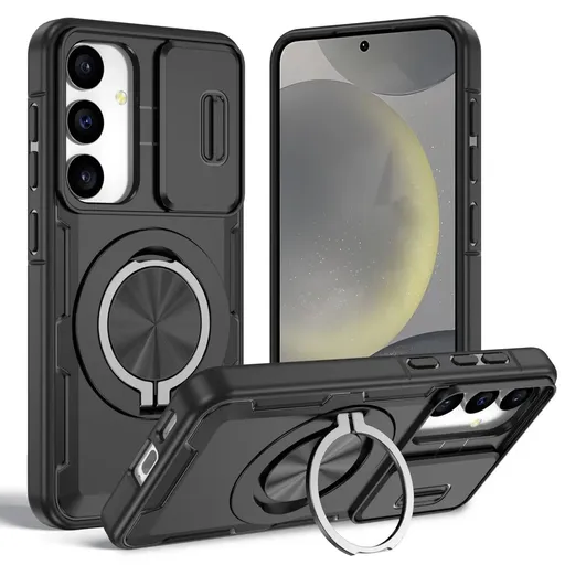 2-in-1 Magnetic Sliding Lens Case, Black for Samsung S25