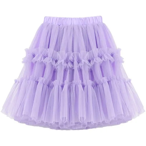 Girls Princess Skirt Polyester Ruffled Summer Violet 110cm