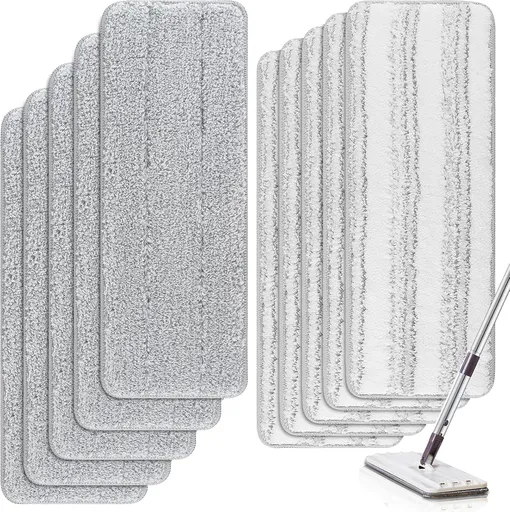 Microiber Cleaning Pads: 10 Pack 13" X 4.9" Washable or loor Cleaning Compatible with Tethys & Most 13 Inch lat Mops - Replacement or Mop Bucket Set