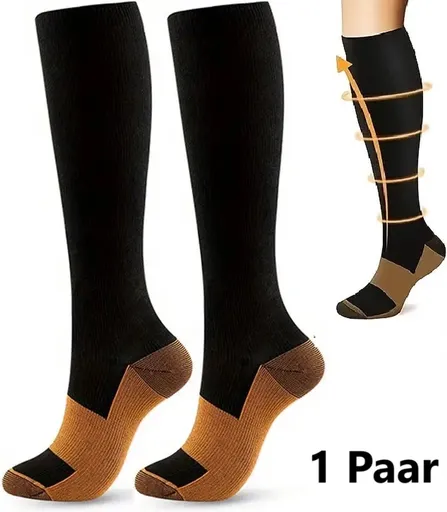 Copper Compression Stockings | Compression Socks | Support Stockings | Sports Socks II Airplane Socks | Size S/M (36-40) | Black