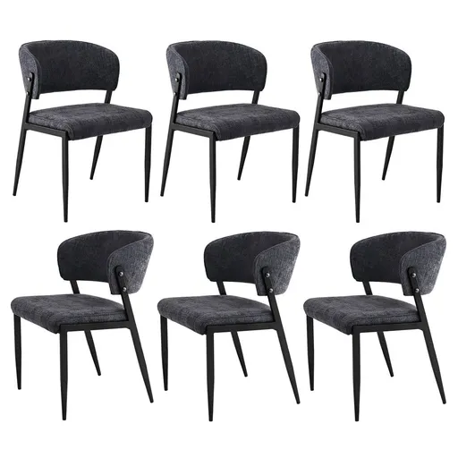 Artiss Dining Chairs Set of 6 Linen Fabric Soft Upholstered Chairs Charcoal