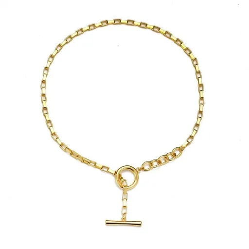 Simple OT buckle collarbone necklace, cold style necklace, geometric circular temperament collarbone chain
