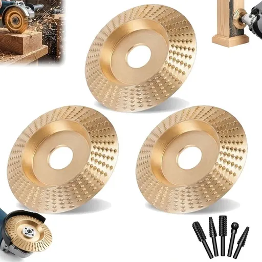 Premium Wood Carving Disc Set for 4" & 4-1/2" Angle Grinder, Woods Shaper Carving Disc, Stump Grinder Teeth, Wood Shaping Tools, Upgraded Wood Grinding Wheel Discs