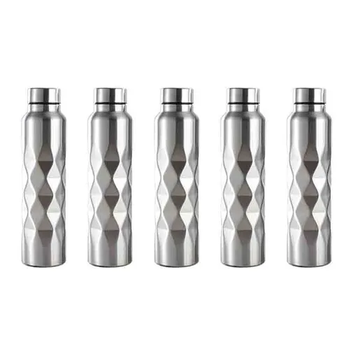 5X 1000Ml Single-Wall Stainless Steel Water Bottle Gym Sport Bottles Portable Beer Drink Bottle
