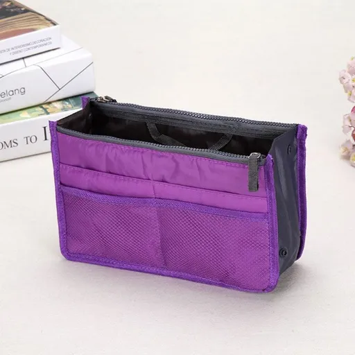 Craftsman Double Zipper Makeup Bag Oxford Cloth Purple