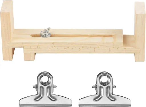 Adjustable Wooden Bracelet Weaving Frame with Double Scale 2 Clamps for DIY Bracelet Belt Keychain Making