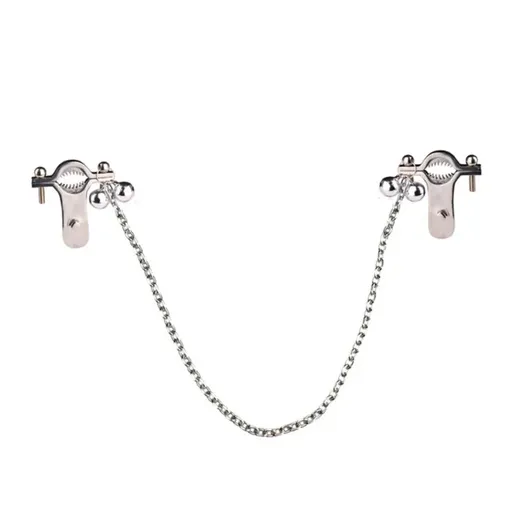 House Of Dasein Breast Clip Leather Belt Bondage Stainless Steel Nipple Clamp With Chains - Style Qk-C8010