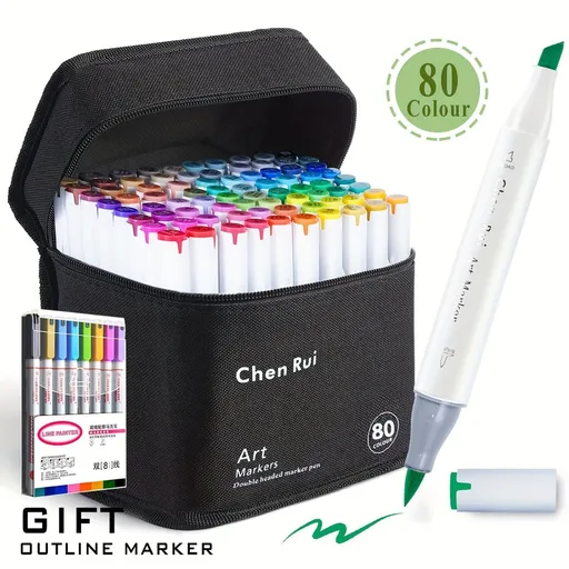 Art Markers Dual-Tip Markers Sketching Pens Chisel-Tip Markers Permanent - Multi-color - Size 80 colors