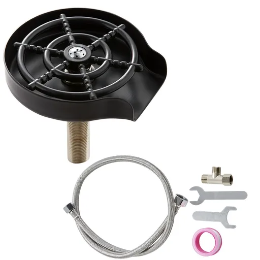 Glass Rinser 10-Hole 360 Rotating Stainless Steel Washer ABS Cup Holder
