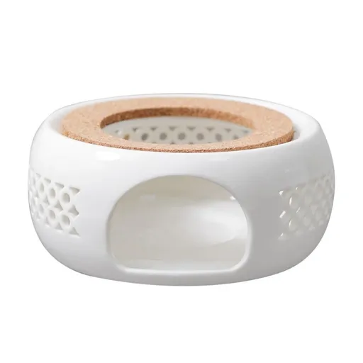 Teapot Warmer Porcelain Coffee Pot Heater Teapot Base with Cork Stand Tea Coffee Water Warmer