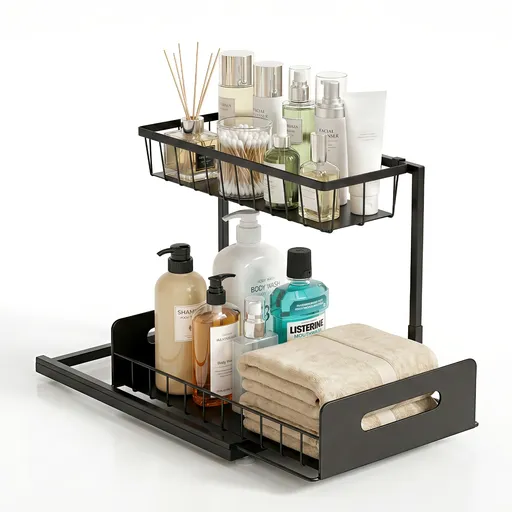Artiss Under Sink Organizer Storage L Shape 1 Pull Out Drawers Kitchen Cabinet Shelf