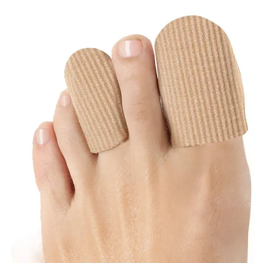 2Pack Toe Caps Closed Toe Surface Fabric Sleeve Protectors with Gel Lining, Prevent Pain Relief for Corns