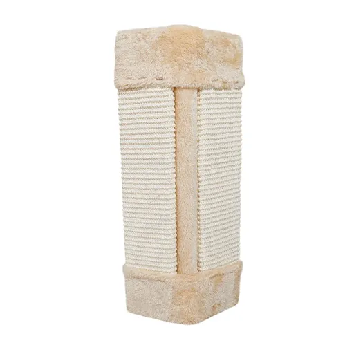 Folding Cat Scratch Board Corner Scratcher Pad Pet Scratching Toy For Indoor Cat - Beige