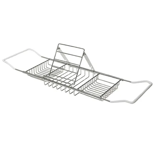 Bathtub Rack Bathroom Storage Shelf Telescopic Adjustable Organiser Tray Home - Silver