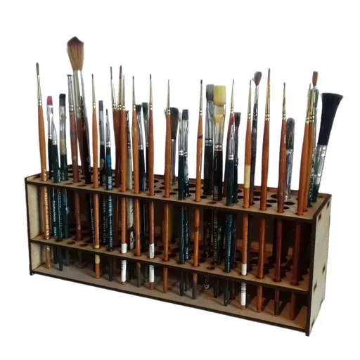 Wooden Paint Brush Holder Stand Paintbrush Organizer Rack Multi Hole Paintbrush Holder 67 Hole Artist Wood Paint Brush Storage