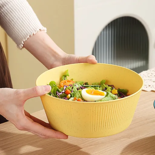 Unbreakable Large Cereal Bowl - Wheat Straw Bowls Salad bowls Microwave and Dishwasher Safe Salad Bowls, Stackable Color Kitchen Bowls for Serving, Soup, Oatmeal, Pasta, Noodles Yellow