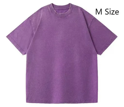 Vintage Thick Pre‑Washed Cotton T‑Shirt Unisex All‑Match Outfit Great Christmas Gifting Choice Purple Size M