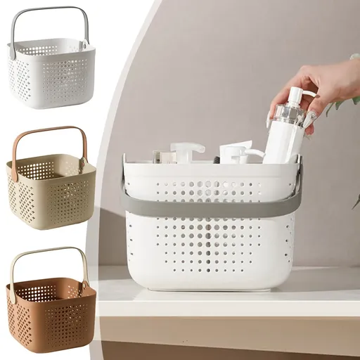 Plastic Shower Caddy Portable Bucket, Cleaning Shower Basket with Handle Compartments Storage Organizer for Bathroom Kitchen College Dorm Sink C