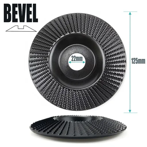 Angle Grinder Wood Carving Disc 125mm Flat Beveled Shaping Wheel for Woodworking DIY Polishing Deburring Root Carving Tea Tray Furniture Crafting (Bevel Grinding Disc, Black)