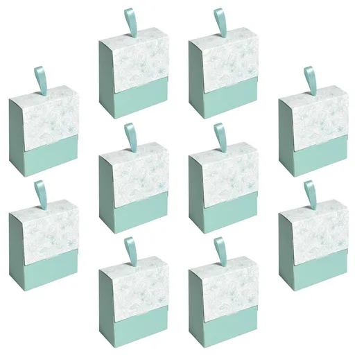11pcs kagingbox Valentines Handles Chocolate Ribbon Bridal Favor Bag Snacks Vintage Treat Birthday Christmas Handle Square