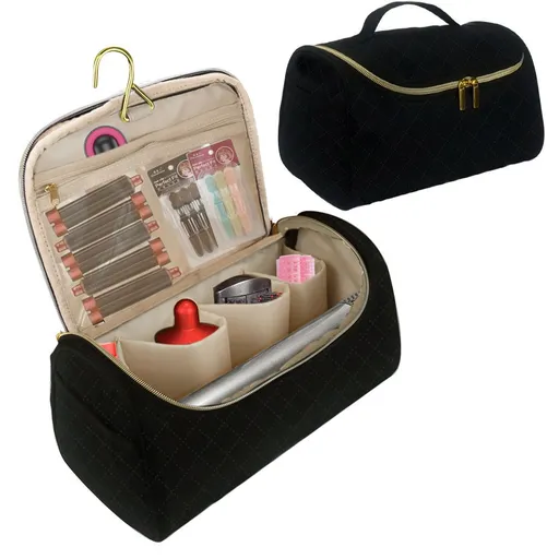 Travel Storage Bag for Pre-Styling Dryer and Hair Curler Accessories, Travel Organizer Curling Barrels Case Cosmetic Bag