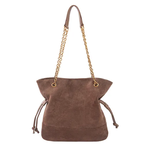 Hobo Bag Suede Chic Tote Large Capacity Drawstring Commuter Bucket Bag