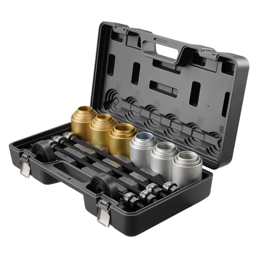 Pull and Press Sleeve Kit, 26 PCS, Steel Bush Removal Insertion Sleeve Tools with Carrying Case, Compatible with LCV and HGV Engines, for Removing and Installing Bushings, Bearings, and Seals