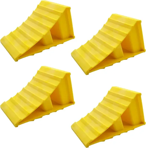 4 Pack Wheel Chocks, Non Slip Base, Tire Chocks，Heavy Duty Safety Wheel Chocks for RV, Trailer - Car Truck Stopper，Helps Keep Your Trailer or RV in Place