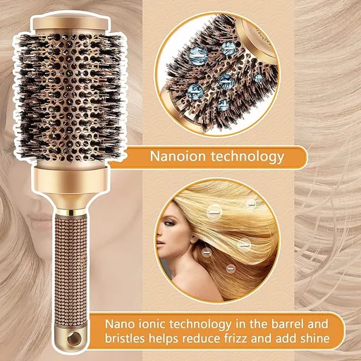 Wet Bristle Round Hair Brush, Ceramic Ionic Salon Pro Comb Styling scalp Hairbrush Ideal for All Hair Types for Men and Women