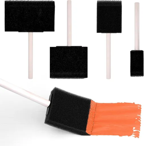 4 Pcs Foam Art Paintbrushes,Wood Handle Sponge Brushes 1'', 2'',3'' & 4'' Sponge Paint Brush for Painting, Craft, Staining, Varnish, Touch Up DIY Craft Projects