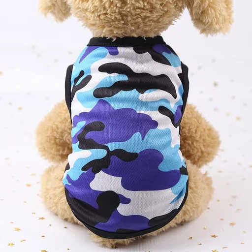 Shine Pet Dog Cat Vest Mesh Camo Summer Sun Protection Vest-Blue Camouflage XS