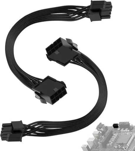 2 Pack CPU 8 Pin ATX Power Extension Cable, EPS 8 PIN Male (4+4) to 8 PIN Female Power Extension Cable for Motherboard, 9 Inch