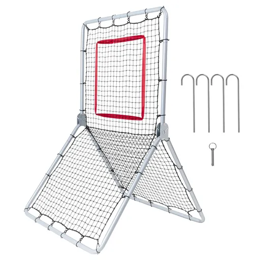 Baseball And Softball Rebounder Net, 3.5 x 6 ft PitchBack Baseball Pitching Nest, Softball Pitchback Net, Fielding Trainer, Bounce Back Net for Fielding/Throwing Practice, 5 Adjustable Angles