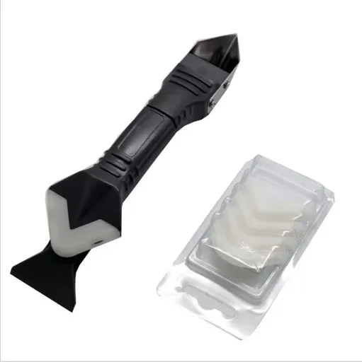 3 in 1 Silicone Caulking Tools, Glass Glue Angle Scraper, Stainless Steelhead Caulk Remover and Sealant Scraper