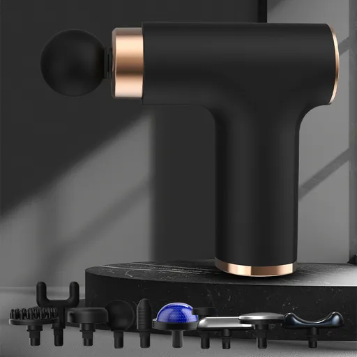 Black Gold Mini Hot Cold Massage Gun with10 Heads - 6 Intensity Dual Thermal Therapy Deep Muscle Reliever for Gym Fitness Recovery