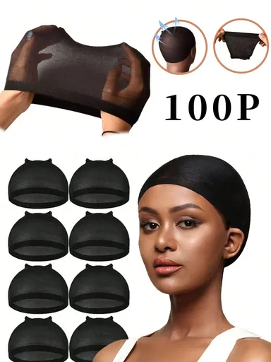 50 Pcs Wig Cap Inner Net Stretch Mesh Dome Wig Caps For Women Lightweight Breathable Wig Liners For Braids Weaving Daily Wig Wearing Salon Home Use Black