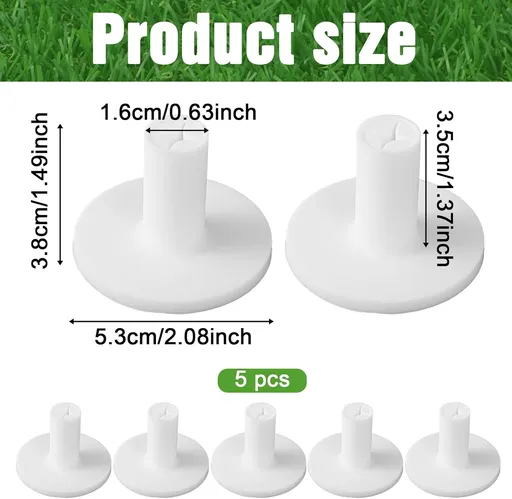 Rubber Tees for Golf Mats, 5 Pack Golf Mat Simulator Tees for Driving Range & Indoor Outdoor Practice Mat Tee Adaptor Size 1.5’’ Flight White Black Tee Holder Set for Hitting Mats