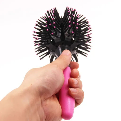 3D Round Hair Brush Comb, 360° Ball Blowdry HairBrush Styling Wave Brush Curl Defining Brush Hair Curling Brush Define Styling
