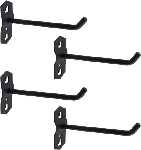 Pegboard Hooks Heavy Duty Metal Steel 3/8" Square Hole Peg Hooks Suitbale for 1.5" Spaced Pegboards Garage Wall Hooks for Organizing Tools in Home or Garage 4" Length Black- 4pcs