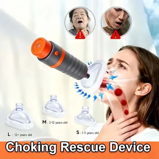 choking rescue device, Heimlich principle, emergency first aid, choking prevention, household safety, age-specific sizes, Australian households, anti-choking tool, first aid kit, portable safety device - Black - Size routine