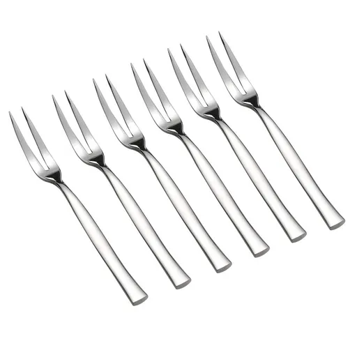 8-Piece Stainless Steel 2-Prong Appetizer Forks, Small Forks, Fruit Fork Stainelss Prong Mini Meat Fork Fruit Tasting Fork
