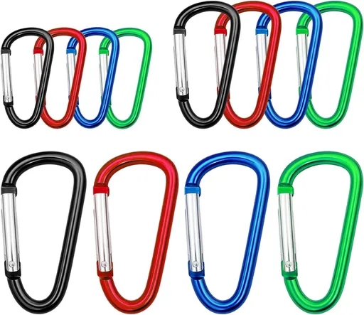 Carabiner Clip Multi Size Pack, Aluminum Carabiner Includes Small 2 Inch Carbineers, Medium 2.3" D Ring Clip, Large 3 Inch Caribiner Heavy Duty for Backpack