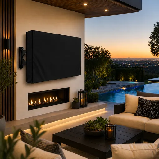 Weatherproof Outdoor TV Cover for Wall-Mounted Flat Screens – Waterproof, Dustproof, and UV-Resistant Protection for Patio, Balcony, and Garden Entertainment Areas (46"-48"(118×74×13cm),Black)