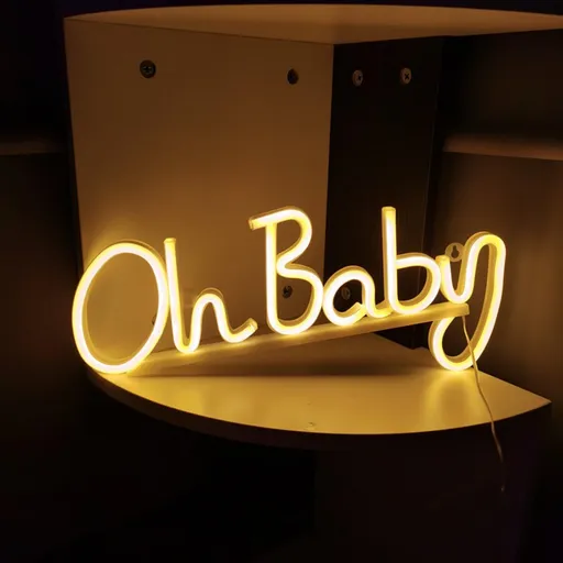 Neon Light Oh Baby Warm White Neon Sign for Wall Decor Neon Lights Sign Oh Baby Word LED Neon for Nursery Bedroom Game